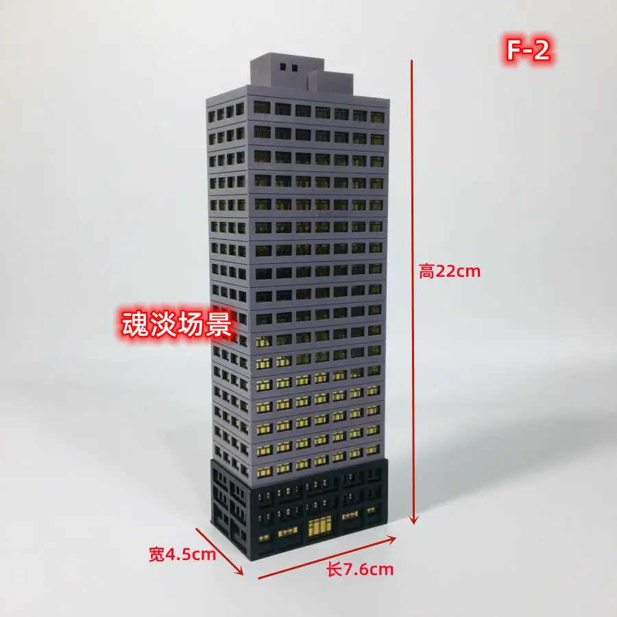Diorama 1:300 Scale Architectural Model City Skyscraper Building Scene Display Model Railway Train Assembled Layout - F-2