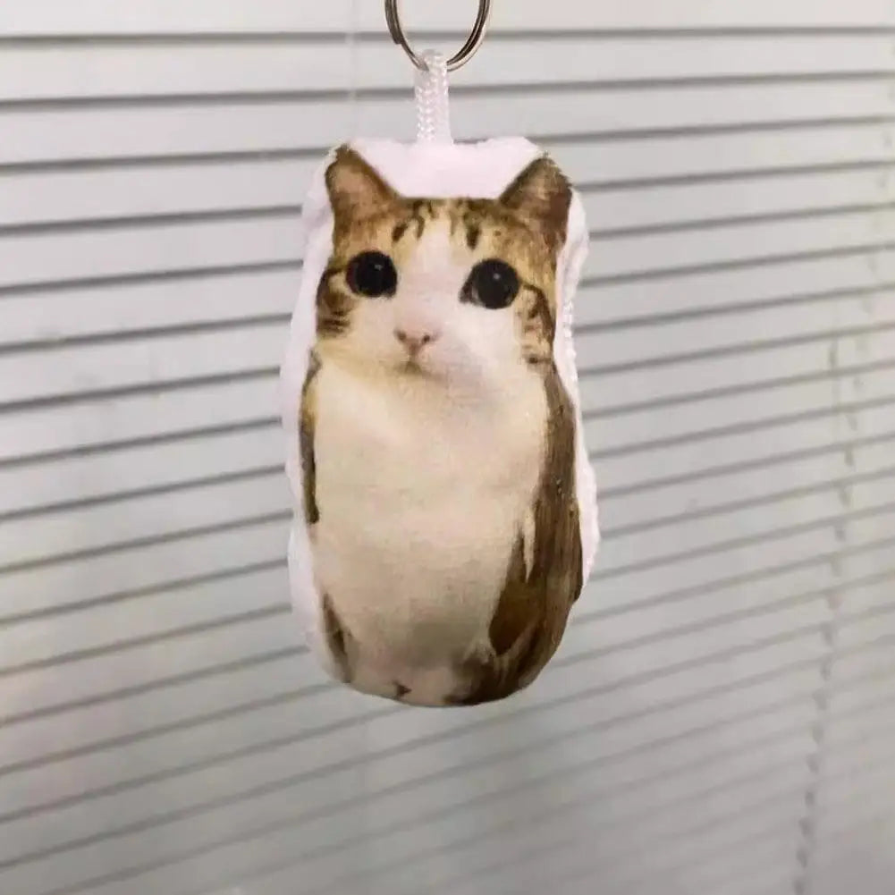Cat Voice Keychain With Sound Funny Cute Rotating Keyring Pendant Portable Plush Cartoon Bag Pendant Gift For Backpacks 열쇠고리