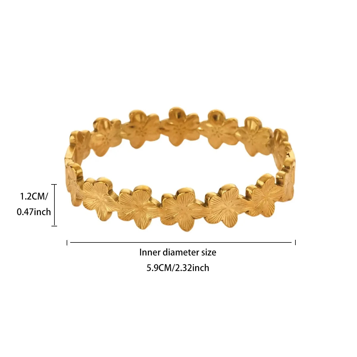 Vintage Flower Bangles For Women Gold Color Stainless Steel Flower Bangles Bracelets Femme Jewelry Party Gift pulseras - B249