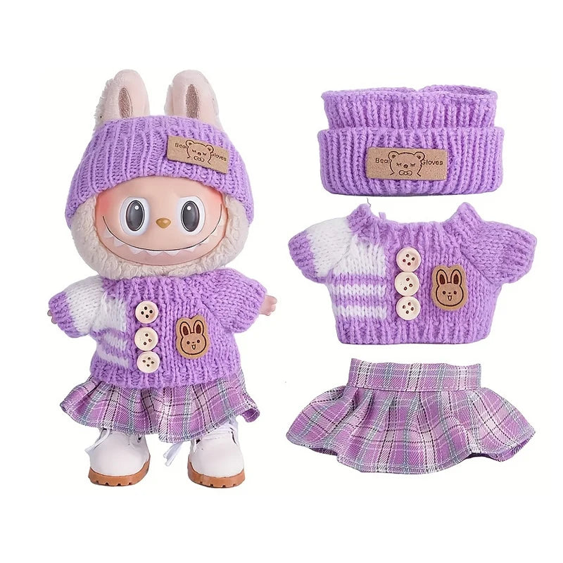 For Labubu accessories Sitting Party Series Classic Dress Grid For Labubu outfit Kid Gift Labubu clothing labubu clothes - no