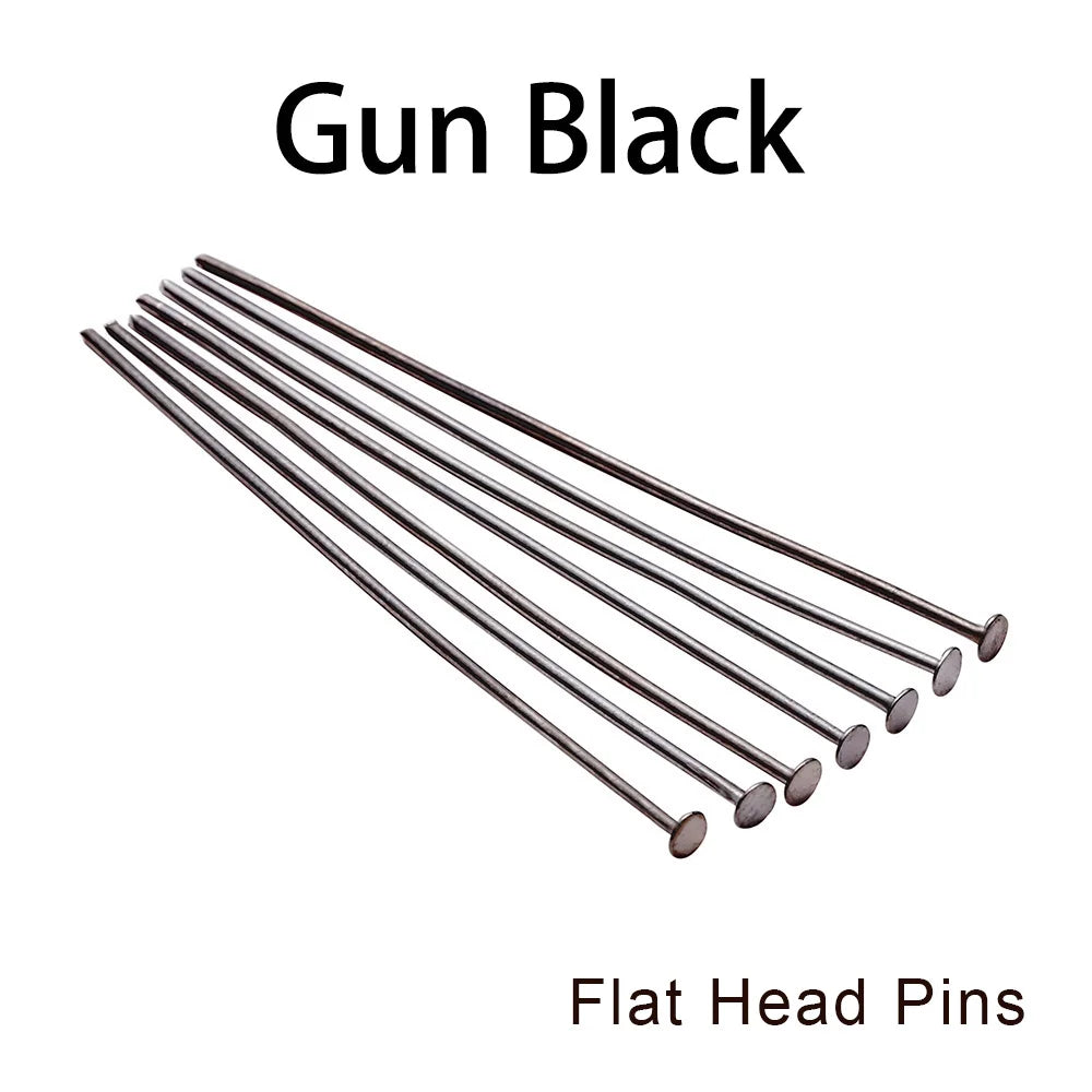 100-200Pcs/Lot 10-70mm Heads Eye Flat Head Pin Gold Plated Ball Head Pins for Jewelry Findings Making Accessories Supplies