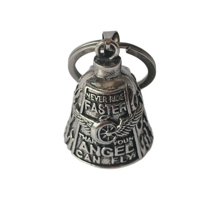 Vintage 3D Design Motorcycle Guardian Bell Punk Style Wing Design Biker Good Luck Charm Alloy Retro Angel Pendant Bell Men
