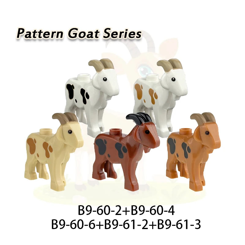 MOC City Animal Series Zoo Scene Panda Tiger Dog Cat Sheep Goat Accessories Building Blocks Bricks Street View Bricks Toys Gi