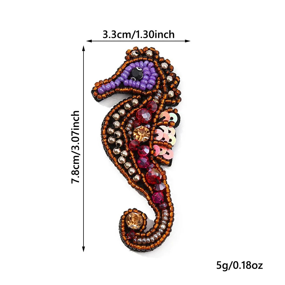 3D Marine Animal Patches Seahorse Crab Beaded Patches Starfish Handmade Cartoon Patches For DIY Craft & Cloth Decoration