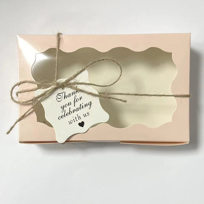 10/20Pcs Kraft Paper Cake Candy Boxes Rectangle Open Window Wedding Jewelry Chocolate Gift Packaging Boxes Baking Party Suppl