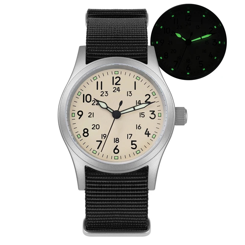 Militado ML05 Vintage Watch VH31 Sweep Second Movement Domed Sapphire Crystal With High Clear AR Coating Luminous 38mm Watche
