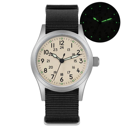 Militado ML05 Vintage Watch VH31 Sweep Second Movement Domed Sapphire Crystal With High Clear AR Coating Luminous 38mm Watche