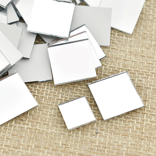Mirror Mosaic Small Square Tiles Mirror Wall Stickers Bulk DIY Craft Supplies Decoration Artwork Handmade Materials