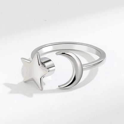 Anti Stress Anxiety Fidget Rings for Women Satinless Steel Spinner Sunflower Sun Star Ring Trendy Jewelry Gift - JZ3805P-3-SL