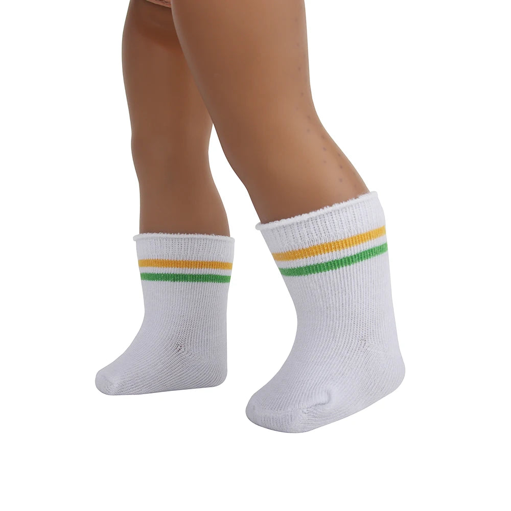 Doll Accessories Socks Heart Stripe Solid Color Knit Doll Socks For 43cm Baby New Born&18 inch American,OG Girl Doll Toy - BE