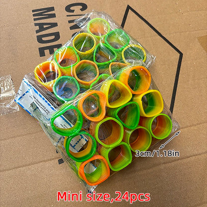 12/24 Rainbow Magic Springs Circle Toys Kids Birthday Party Favors Guests Giveaway Small Gifts Pinata Fillers Flexible Funny 
