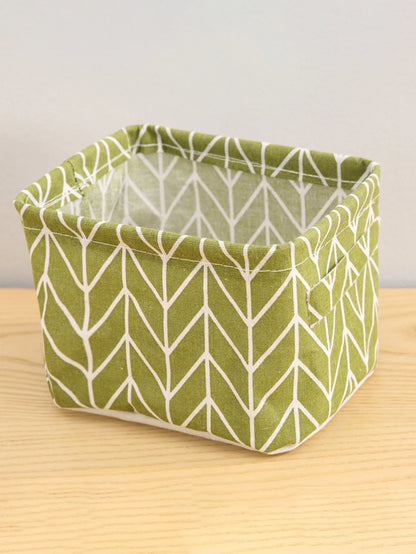 Random Cotton Hemp Storage Basket with Handheld Printed Tabletop, Miscellaneous Sorting Cabinet, Small Clothing, Fabric Stora