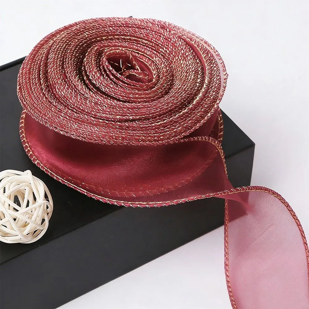 1PC 10 Yards Fishtail Yarn Ribbons 2.5cm Wave Edge Pleated Gifts Packaging Material Gift Wrapping Bouquets Chiffon Ribbon - 4