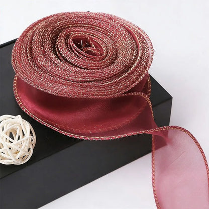 1PC 10 Yards Fishtail Yarn Ribbons 2.5cm Wave Edge Pleated Gifts Packaging Material Gift Wrapping Bouquets Chiffon Ribbon - 4