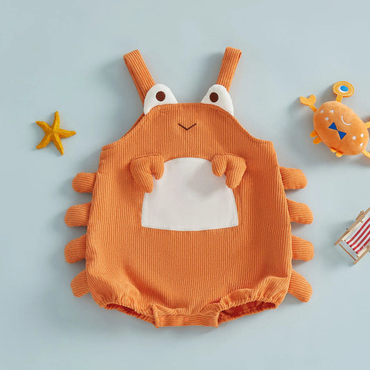 Baby Lobster Costume Corduroy Sleeveless Crab Overall Romper Halloween Cosplay Jumpsuit for Party Stage
