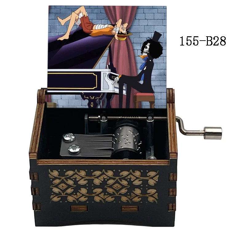 Bink's Wooden Painted Music Box Anime Carved Musical Box Desktop Decoration Sake Melody Christmas Birthday Gift - 155-B28-han
