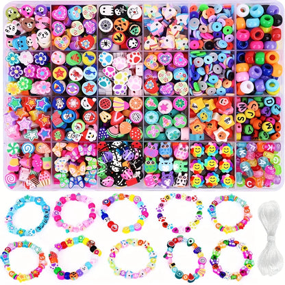 700Pcs Jewelry Making Kit DIY Beaded Crafts for Necklaces & Bracelets Acrylic, Soft Clay, Animal Charms, Polymer Clay Bead Se