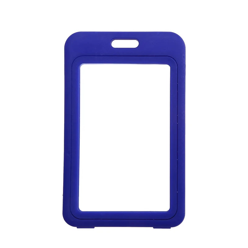 1pc Cute Double Sided Transparent ID Card Holder Waterproof Name Badge Holder Horizontal Id Badge Holder - Royal blue