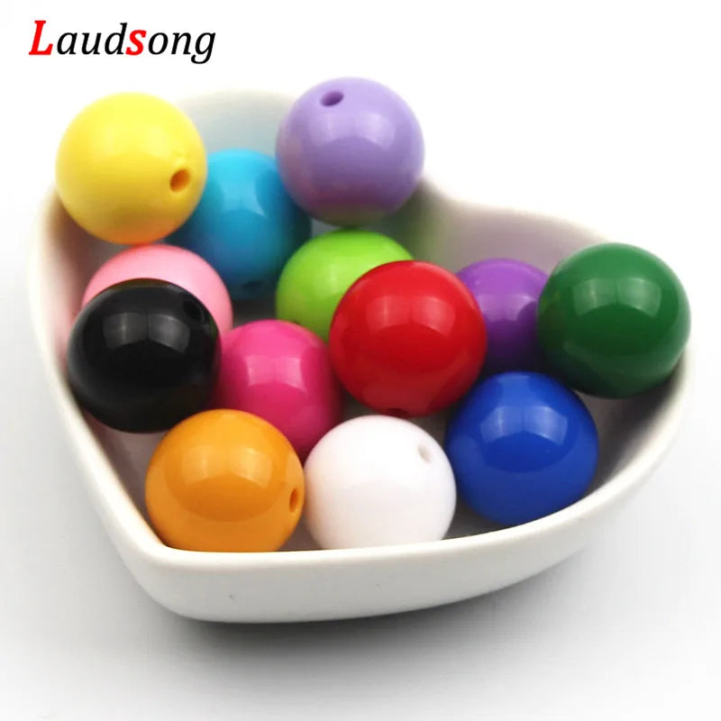 6/8/10/12/14/16/18/20mm Bubblegum Colorful Spacer Beads Round Loose Acrylic Beads For Diy Bracelet Necklace Jewelry Making