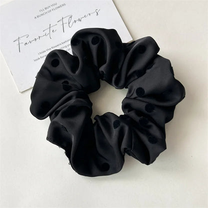 Korean Women Hair Simple Satin Scrunchies Wave Point Hair Band For Girls Ponytail Holder Rubber Bands Hair Ties Hair Accessor