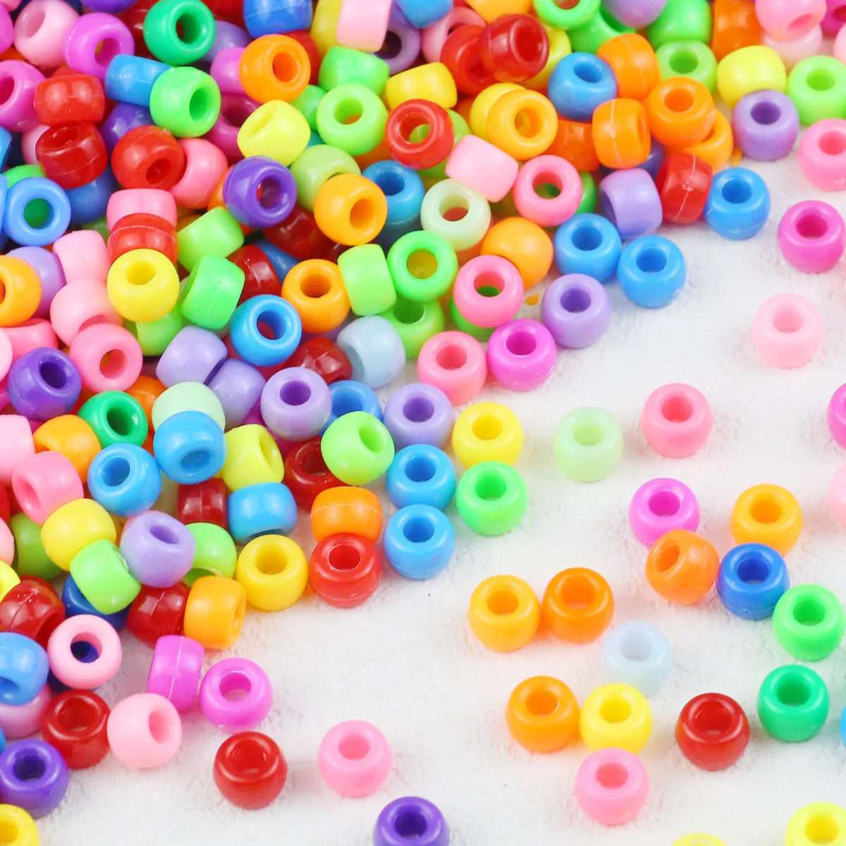 100/200/400pcs 6x9mm Solid Color Large Hole Pony Beads DIY Jewelry Making For Friendship Bracelets & Hair Braids Craft Suppli