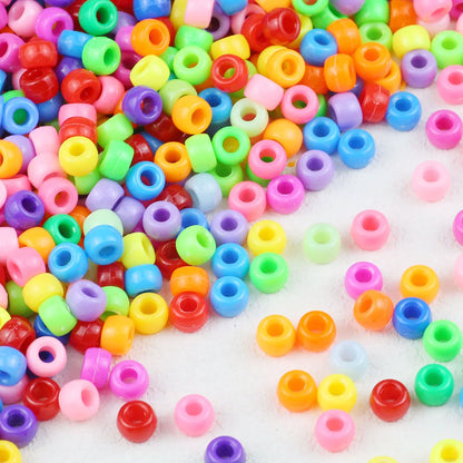 100/200/400pcs 6x9mm Solid Color Large Hole Pony Beads DIY Jewelry Making For Friendship Bracelets & Hair Braids Craft Suppli
