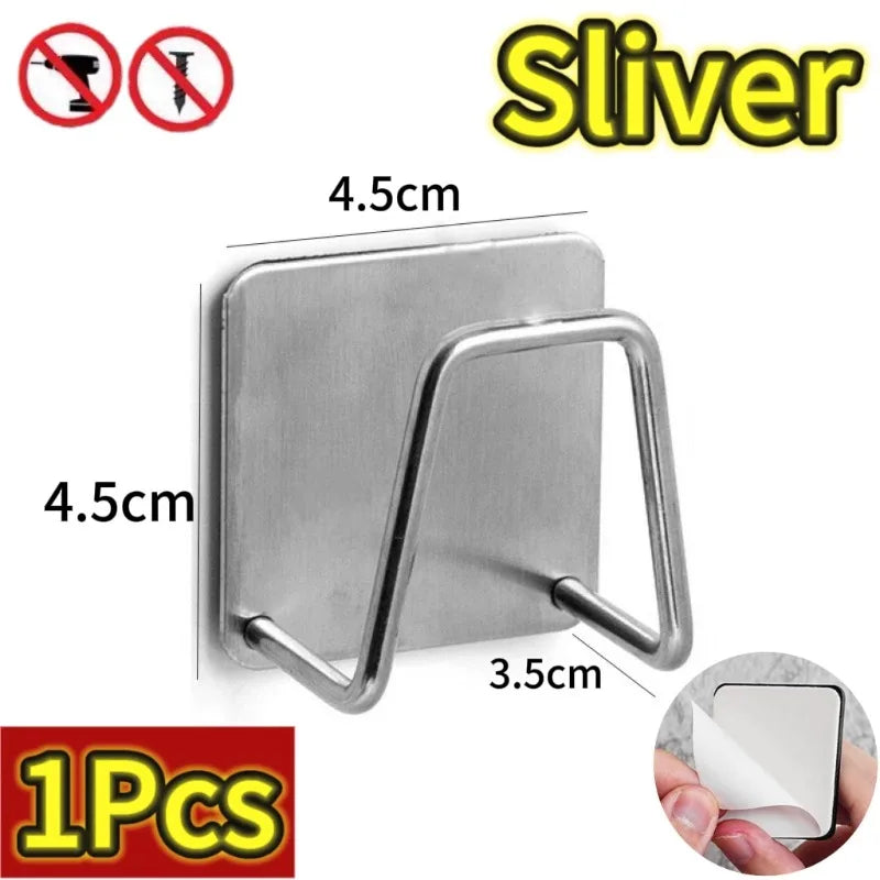 Kitchen Sponges Holder Stainless Steel Sink Shelf Adhesive Holders Drain Drying Rack Wall Hooks Accessories Storage Organizer