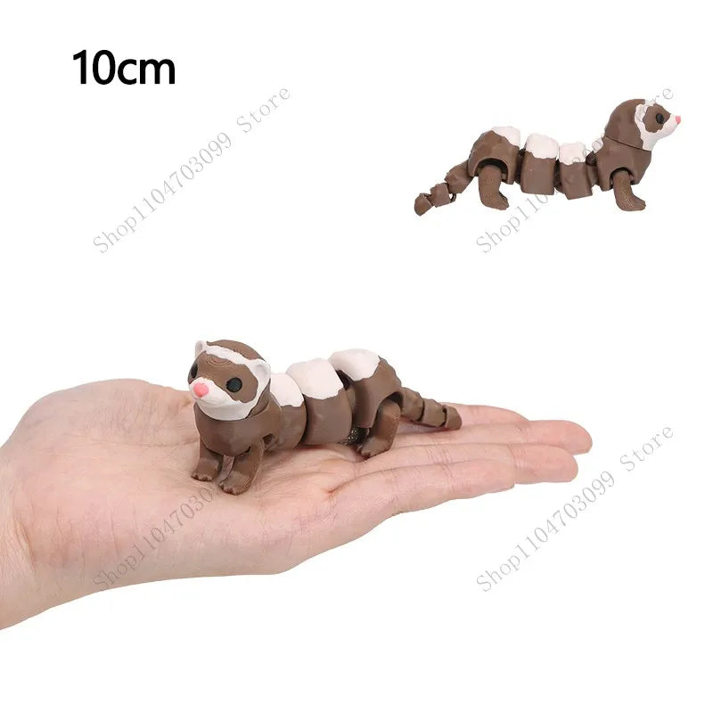 3D Printed Animal Figure Movable Joint Model Shark Bearded Dragon Dolphin Hermit Crab Ferret Raccoon Angler Fish Home Decor G