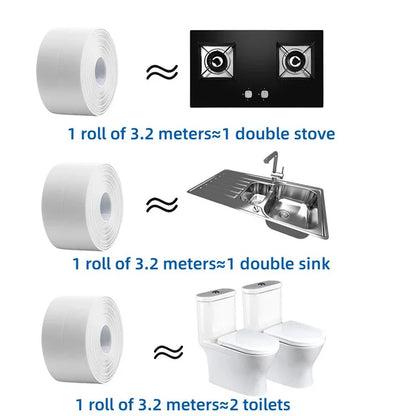 1/2/3.2M Self-adhesive Sealing Tape PVC Oil-Proof Kitchen Sink Edge Caulk Tape Waterproof Bathroom Toilet Corner Wall Sticker