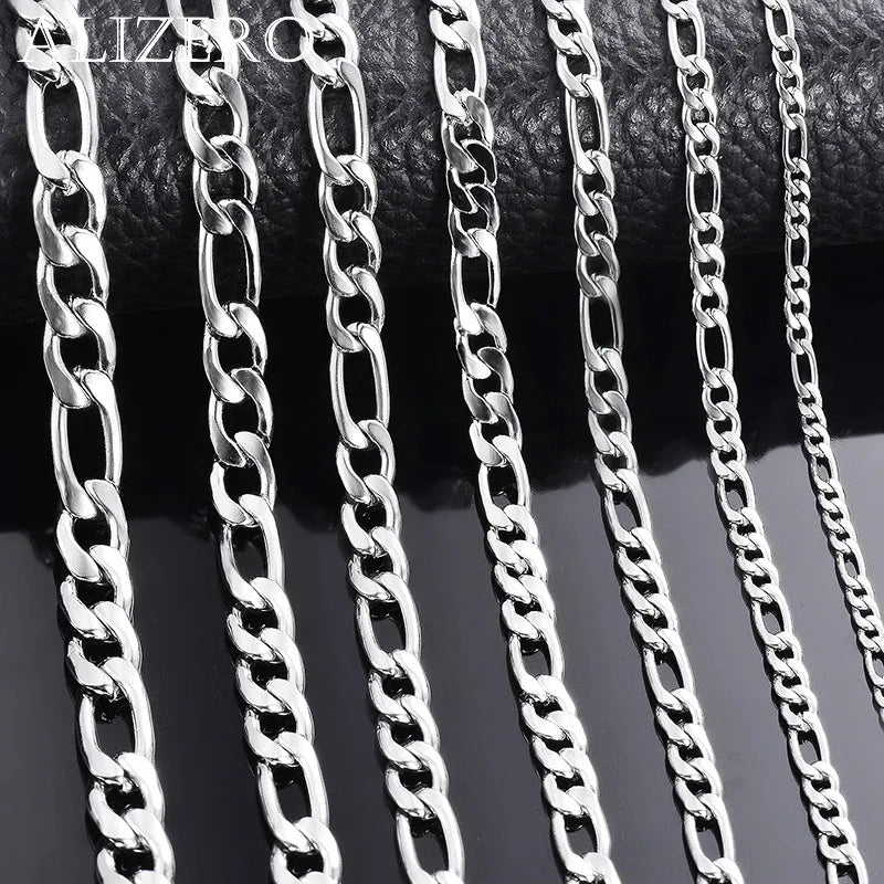925 Sterling Silver Necklace 2-12mm Width 40-75cm Long Chain Lobster Clasp Men and Women Engagement Jewelry