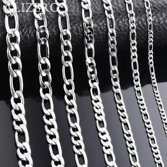 925 Sterling Silver Necklace 2-12mm Width 40-75cm Long Chain Lobster Clasp Men and Women Engagement Jewelry