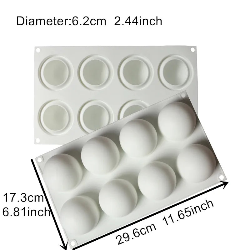 Silicone Chocolate Mold Silicon Ball Cake Moulds 3D Half Sphere Candy Truffle Baking Tray 1piece - 6.2cm ball