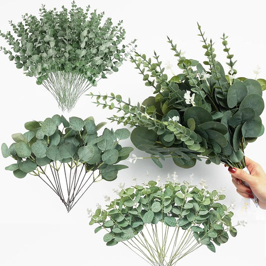 5/10/20Pcs Eucalyptus Leaves Bulk Faux Plant Stems Bundle Fake Leaves for Home Vase Decor Wedding Bouquet Arrangement Decorat