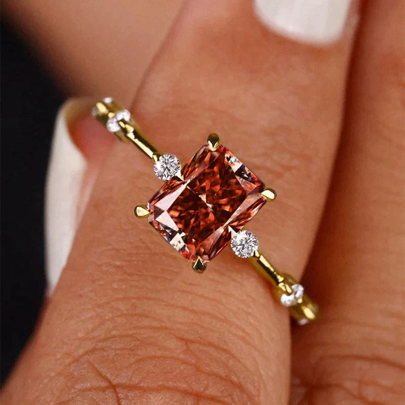 CAOSHI Fashion Lady Yellow Zirconia Ring Trendy Female Engagement Ceremony Jewelry Stylish Bridal Wedding Band Accessories Gi