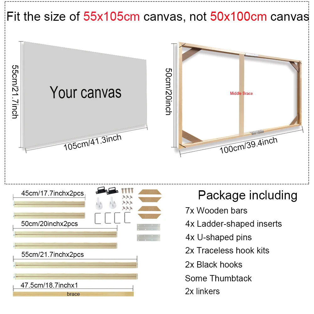40x60 50x70 40x50cm Canvas Frame Wooden Frames Wooden Photo Oil Painting Canvas Diamond Painting Frames Canvas Wood Wall Fram