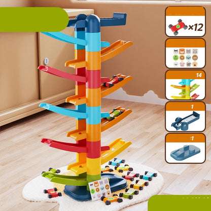 Children's Games Gliding Track Car 2 to 5 Years Inertia Toy Multi Layer Cartoon Puzzle Slide Car Roller Coaster Racing Toys -