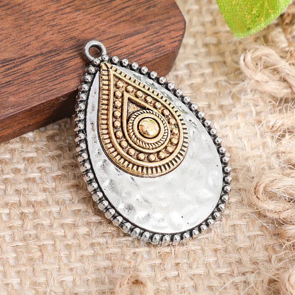 Retro Vintage Ethnic Bohemia Teardrop Pendants for Women Earrings Necklaces Charms for DIY Making Jewelry Accessories