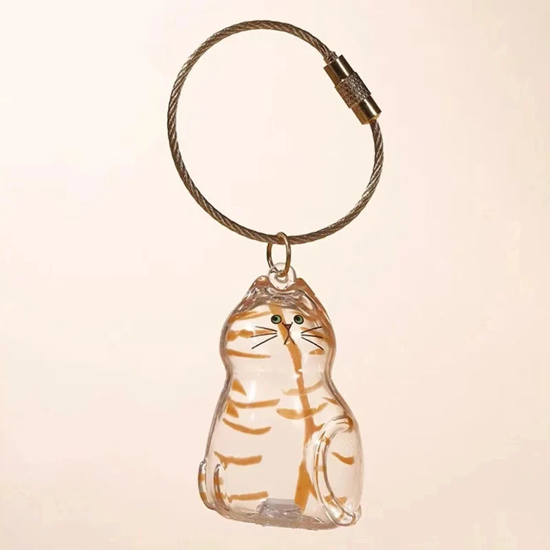 Cat Fur Memorial Charm Resin Keepsake Capsule for Pet Hair Portable Keychain Pendant for Hair Rainbow Bridge Pendant - E