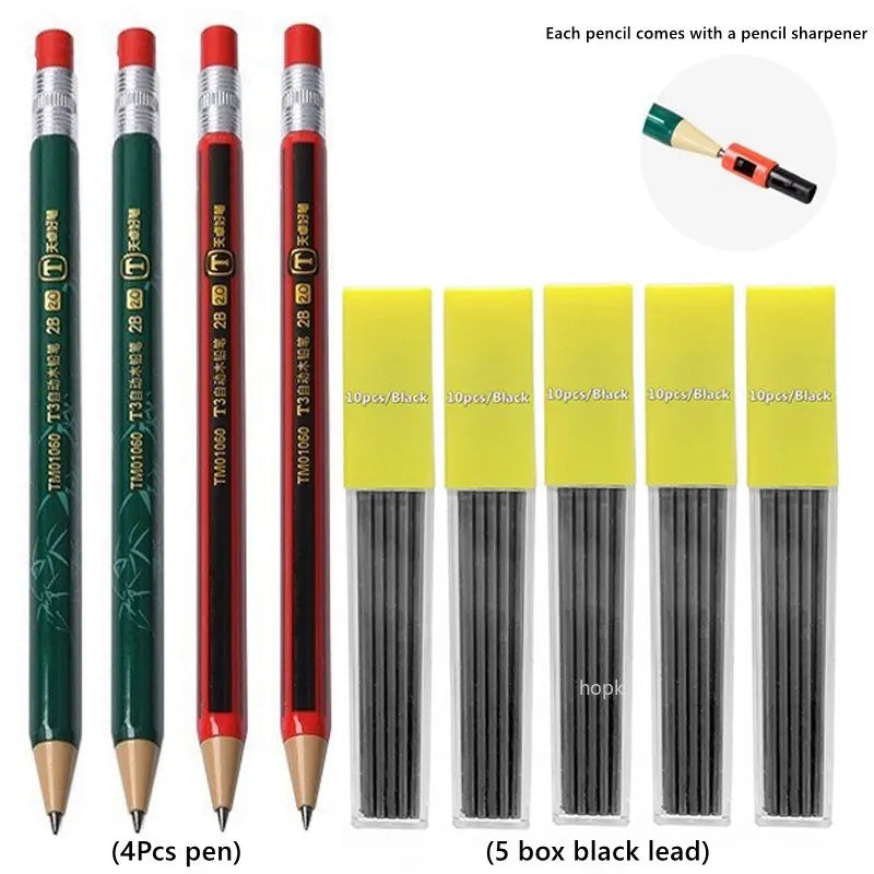 2.0 mm Mechanical Pencils Set 2B Automatic Student Pencils with Sharpener Color Pencil Leads School Pens Kawaii Cute Statione
