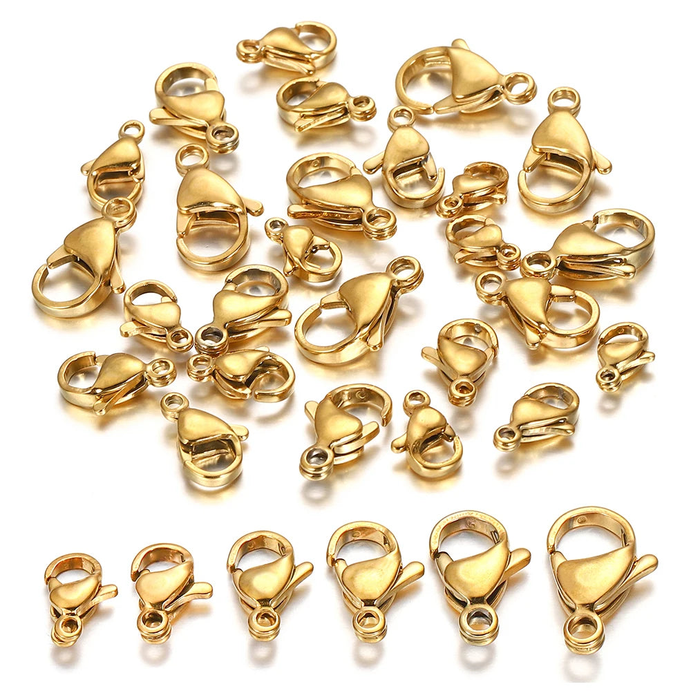 10/20/30Pcs Stainless Steel Gold Plated Lobster Clasp Claw Clasps For Bracelet Necklace Chain Diy Jewelry Making Supplies