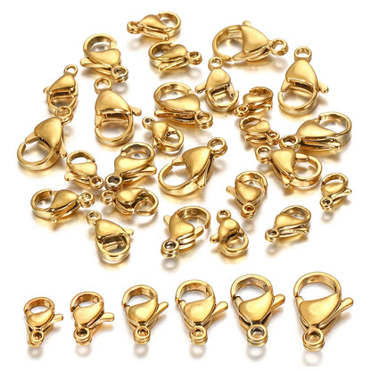 10/20/30Pcs Stainless Steel Gold Plated Lobster Clasp Claw Clasps For Bracelet Necklace Chain Diy Jewelry Making Supplies