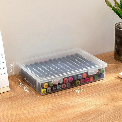 Large Capacity Pencil Case Transparent Plastic Notebook Sketch Marker Colored Lead Painting Storage Box, Back To School Suppl
