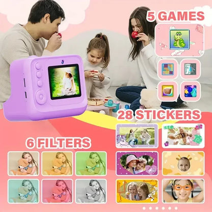 Children Instant Print Digital Camera Photo Color Label Thermal Print Camera for Kids 3-12 Age Best Birthday Festive Gifts