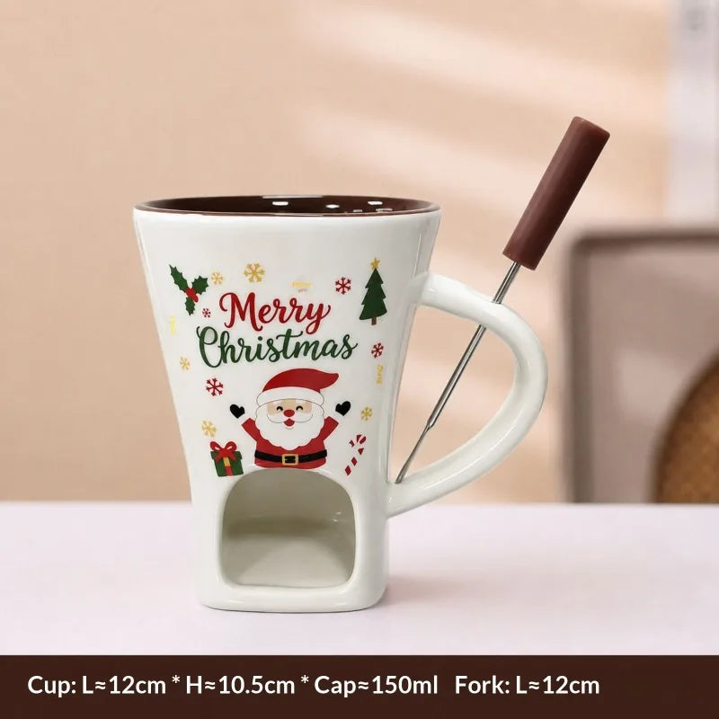 New 130ML European Candle Cup Cheese Chocolate Melting Ceramic Mug Heating Food Ceramic Mug with Fork Coffee Mug Tableware HW