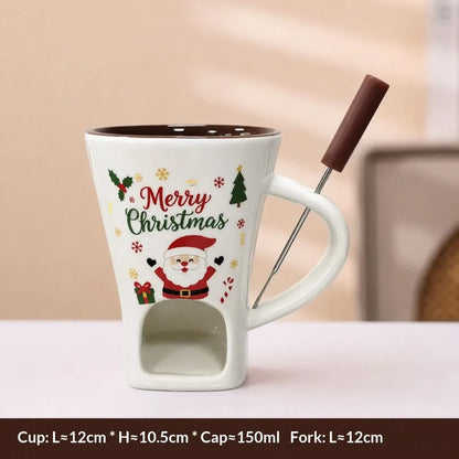 New 130ML European Candle Cup Cheese Chocolate Melting Ceramic Mug Heating Food Ceramic Mug with Fork Coffee Mug Tableware HW