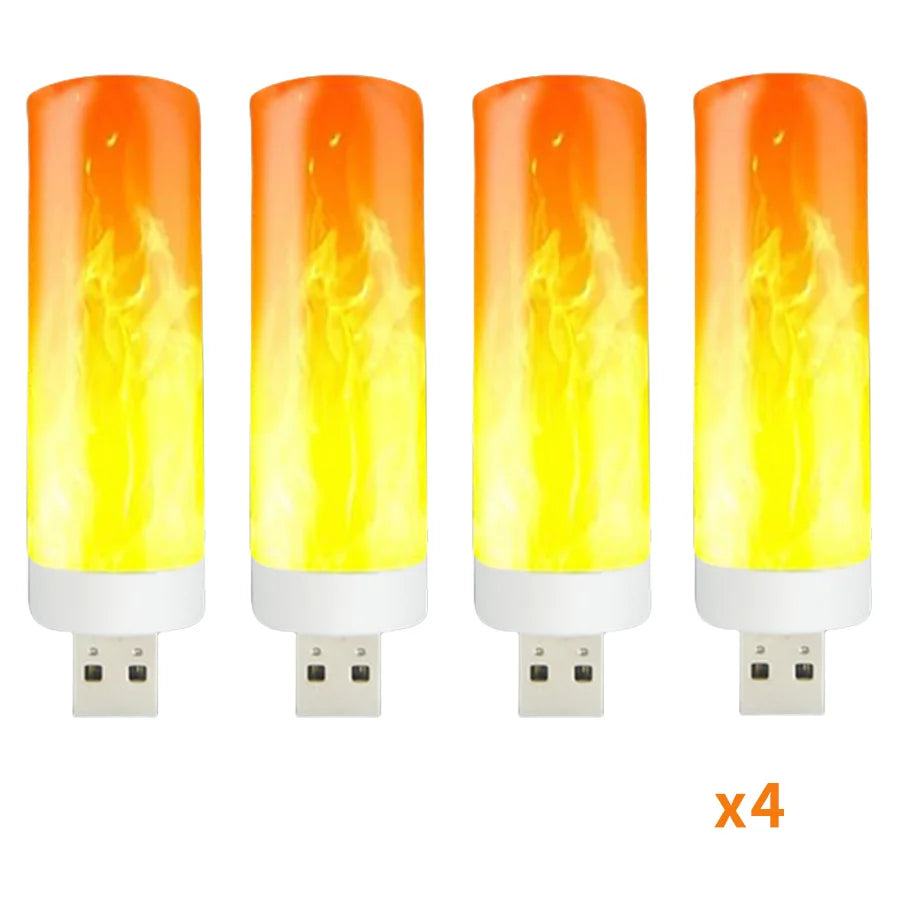 5V USB LED Flame Effect Light Bulbs USB Flame Lamp Candle Bulb Flameless Night Light Flickering Fire Bulb for Home Party Deco