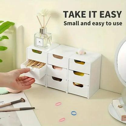 3-Tier Plastic Cosmetic Storage Box Organizer with Drawers Multifunctional Countertop Storage for Jewelry Office Supplies