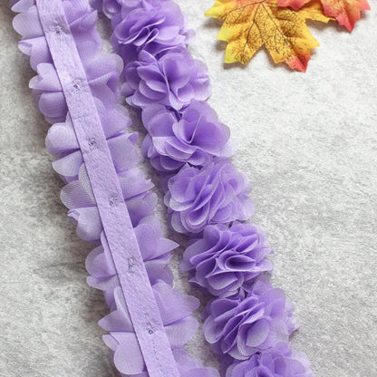 1 Yard Width 5cm 3D Chiffon Flowers Lace Trim Multicolor DIY Lace Ribbon Decor Clothes Accessories Craft Sewing Fabric Suppli