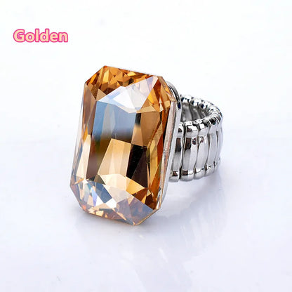 Personality Elegant Big Ring for Women 7 Colors Big Resin Stone Fashion Elastic Stretch Finger Rings Jewelry Christmaswholesa