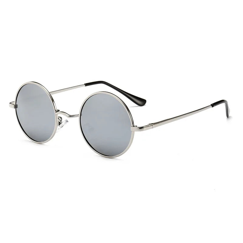Retro Vintage Round Polarized Sunglasses Men Brand Designer Sun Glasses Women Alloy Metal Frame Black Lens Eyewear Driving UV